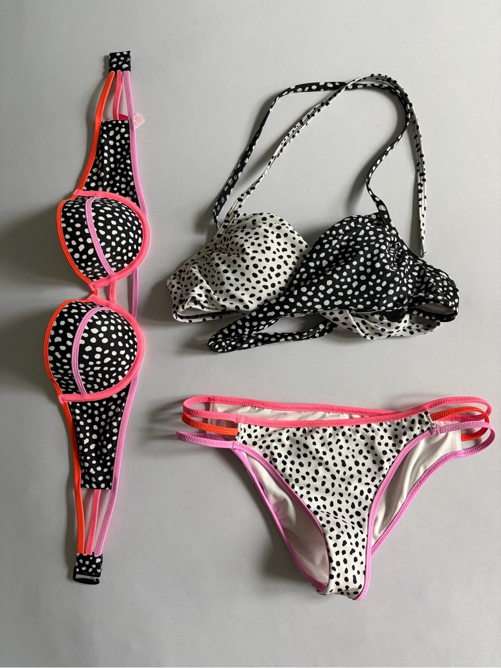Victoria’s Secret 3-Piece Bikini Set | 34A Underwire Tops + Small Bottom